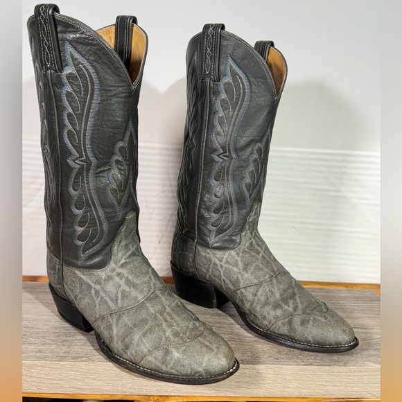Vintage Tony Lama Men’s Gold Label Cowboy Boots Size 7.5 D Elephant USA - Picture 1 of 16